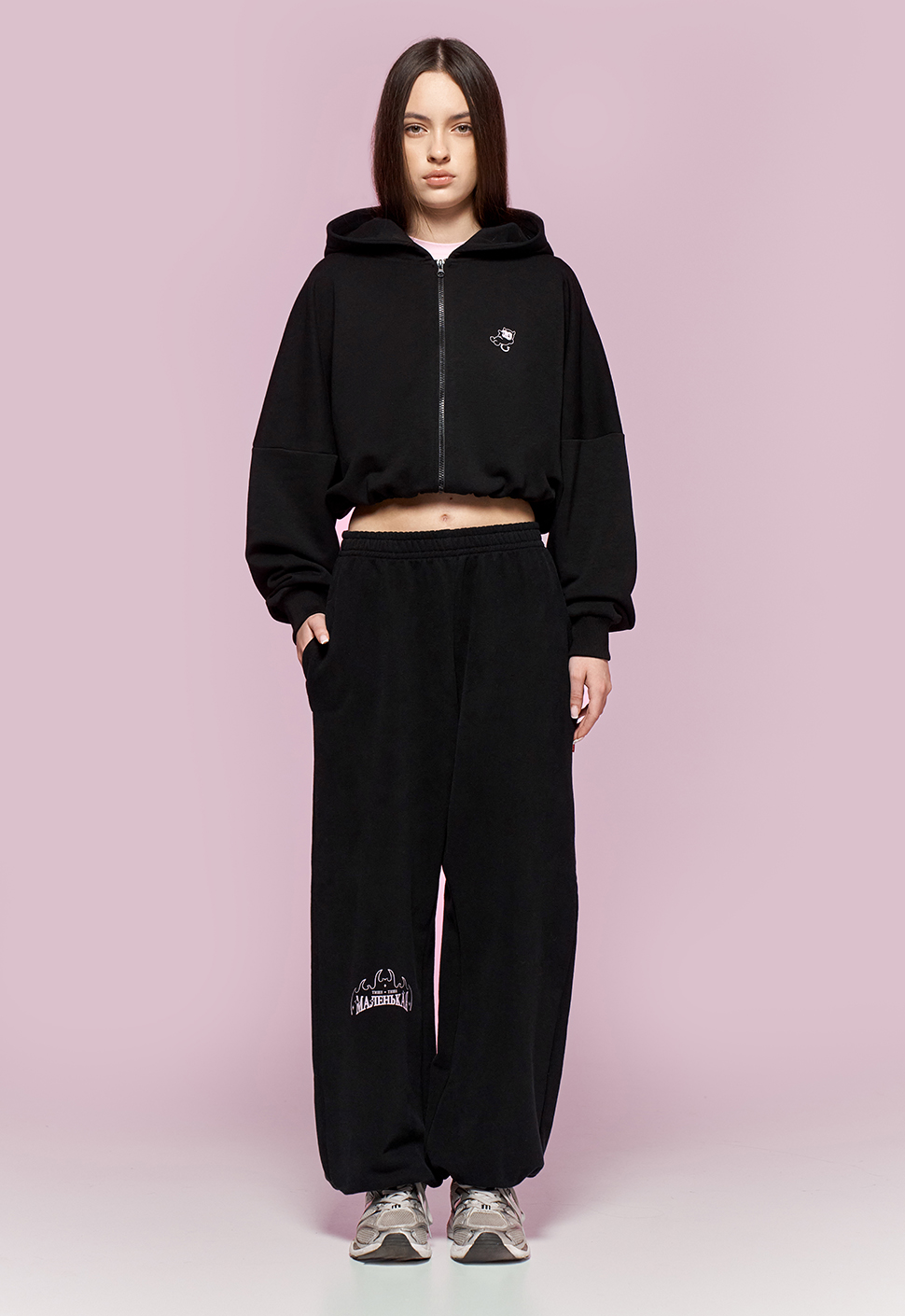 Худи на молнии "Тише Маленькая" черный