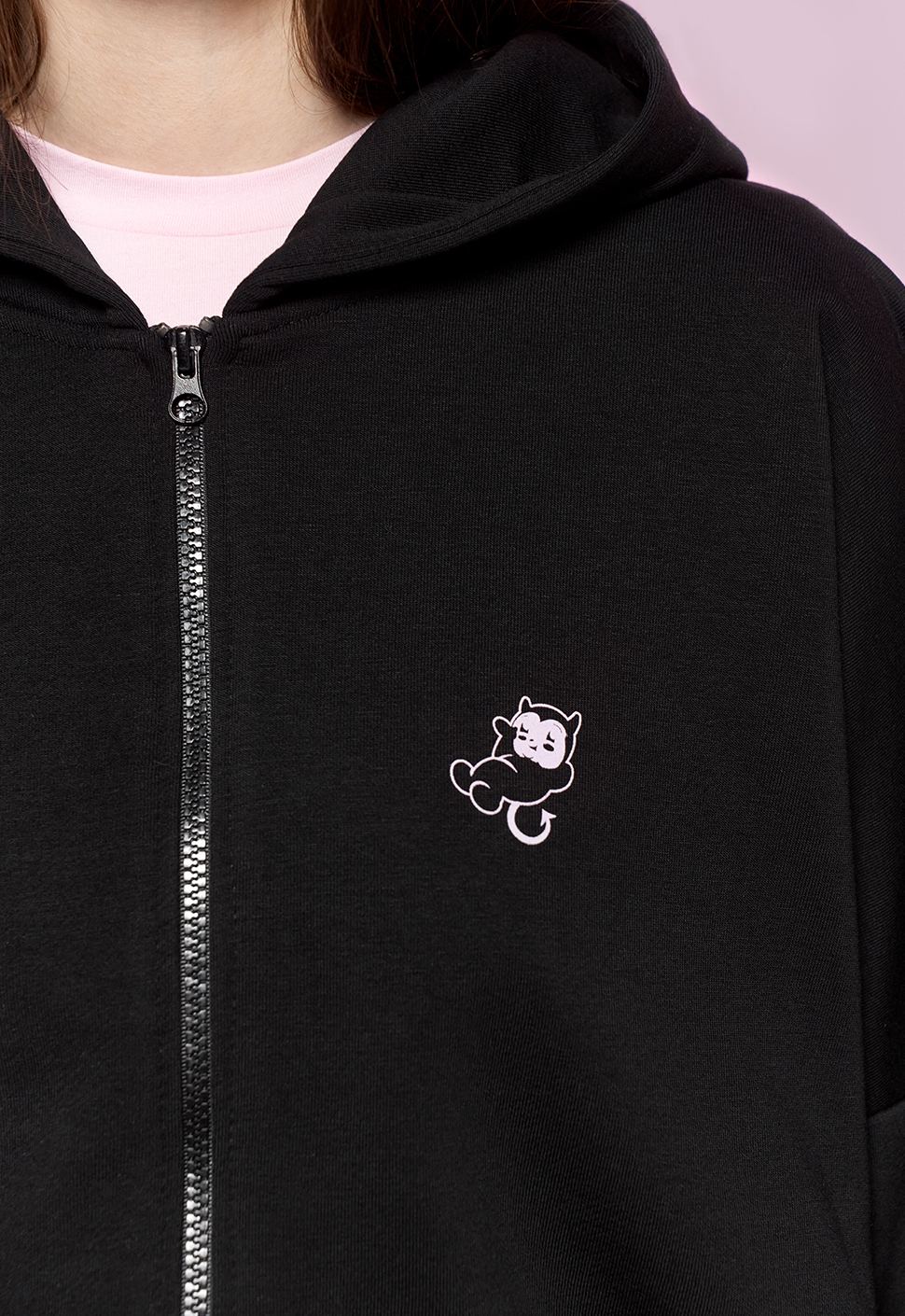 Худи на молнии "Тише Маленькая" черный