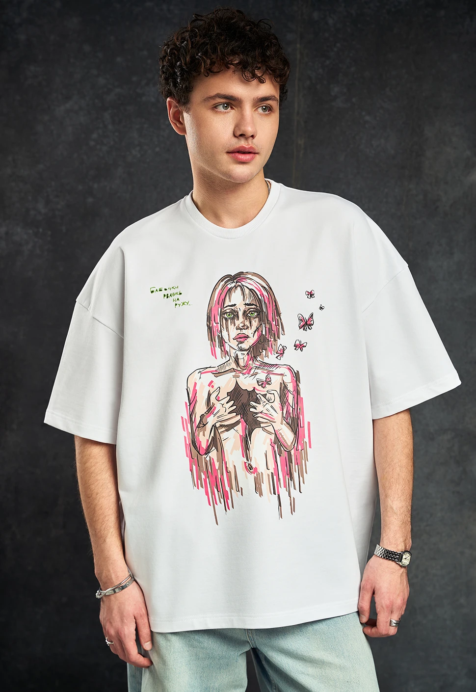 Футболка "Бабочки" белая