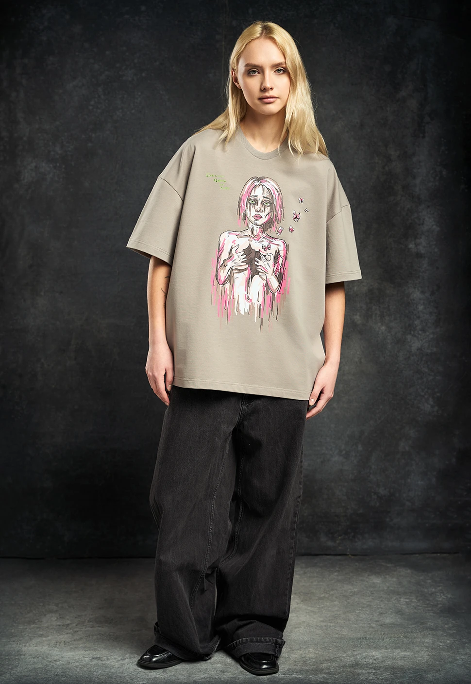 Футболка "Бабочки" серая