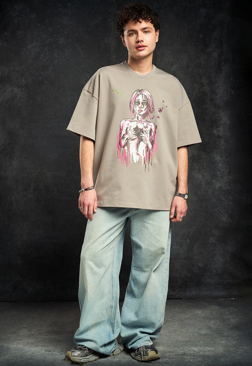 Футболка "Бабочки" серая