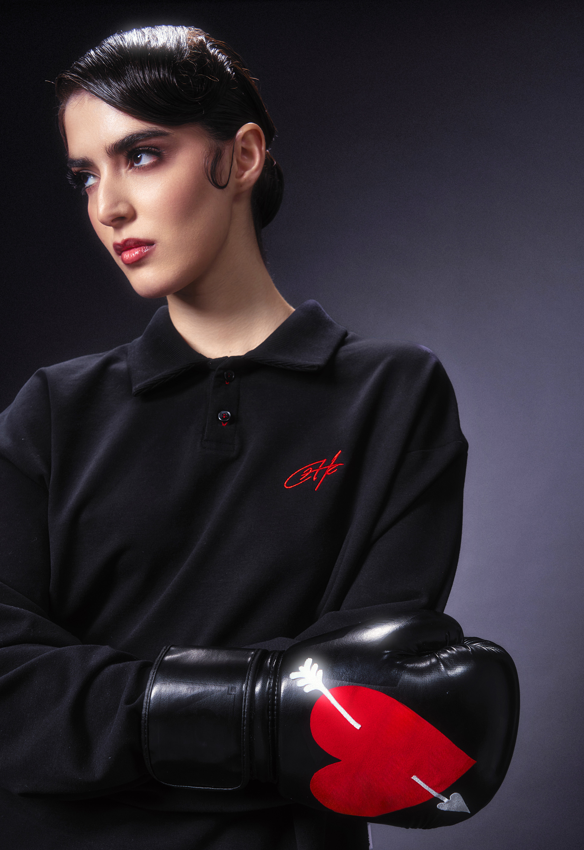 Лонгслив-поло "Everything" черный