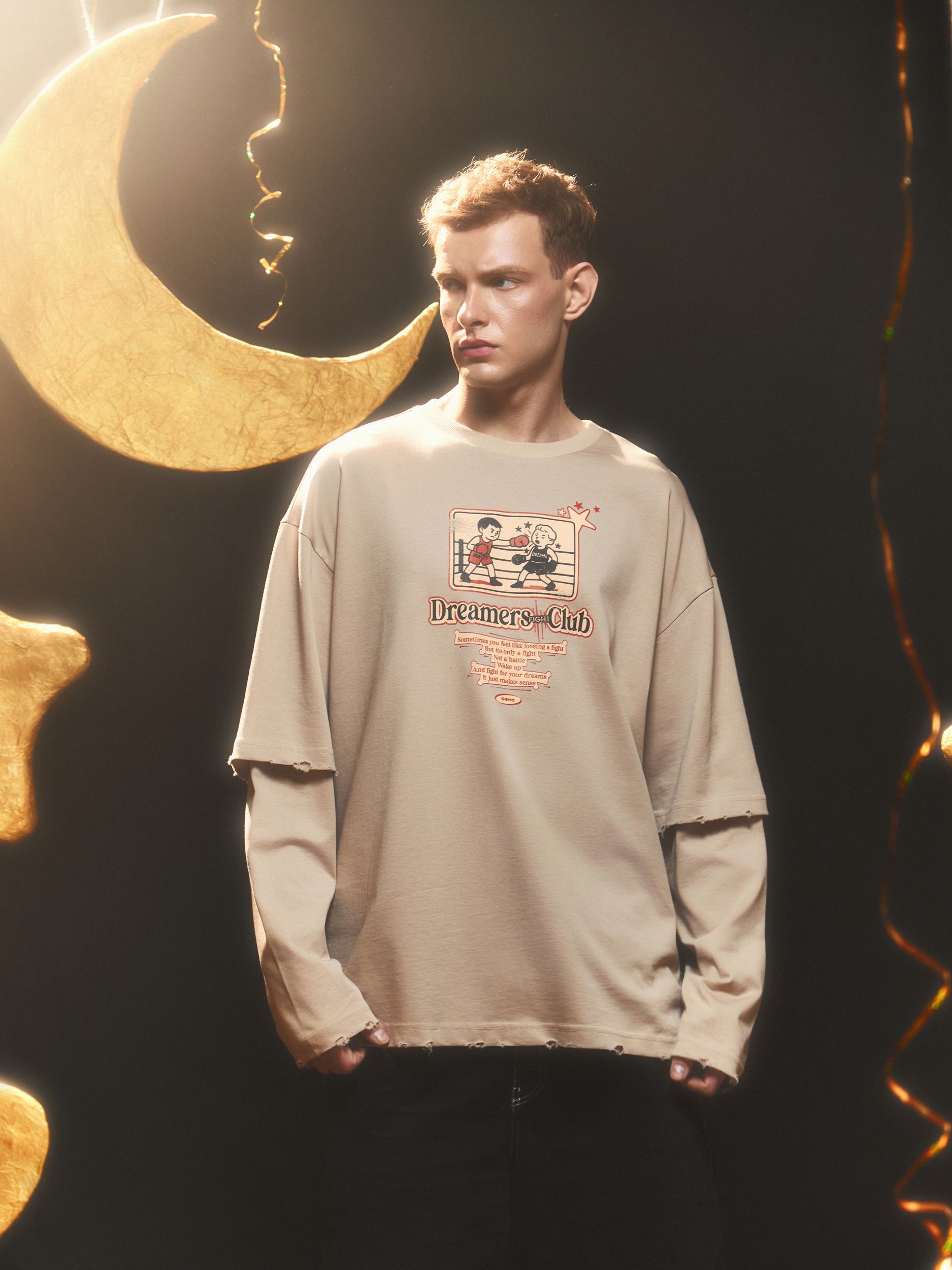 Лонгслив "Dreamers club" бежевый