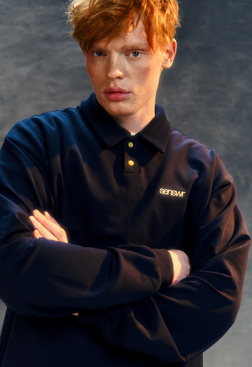 Лонгслив-поло "EMS" Нави