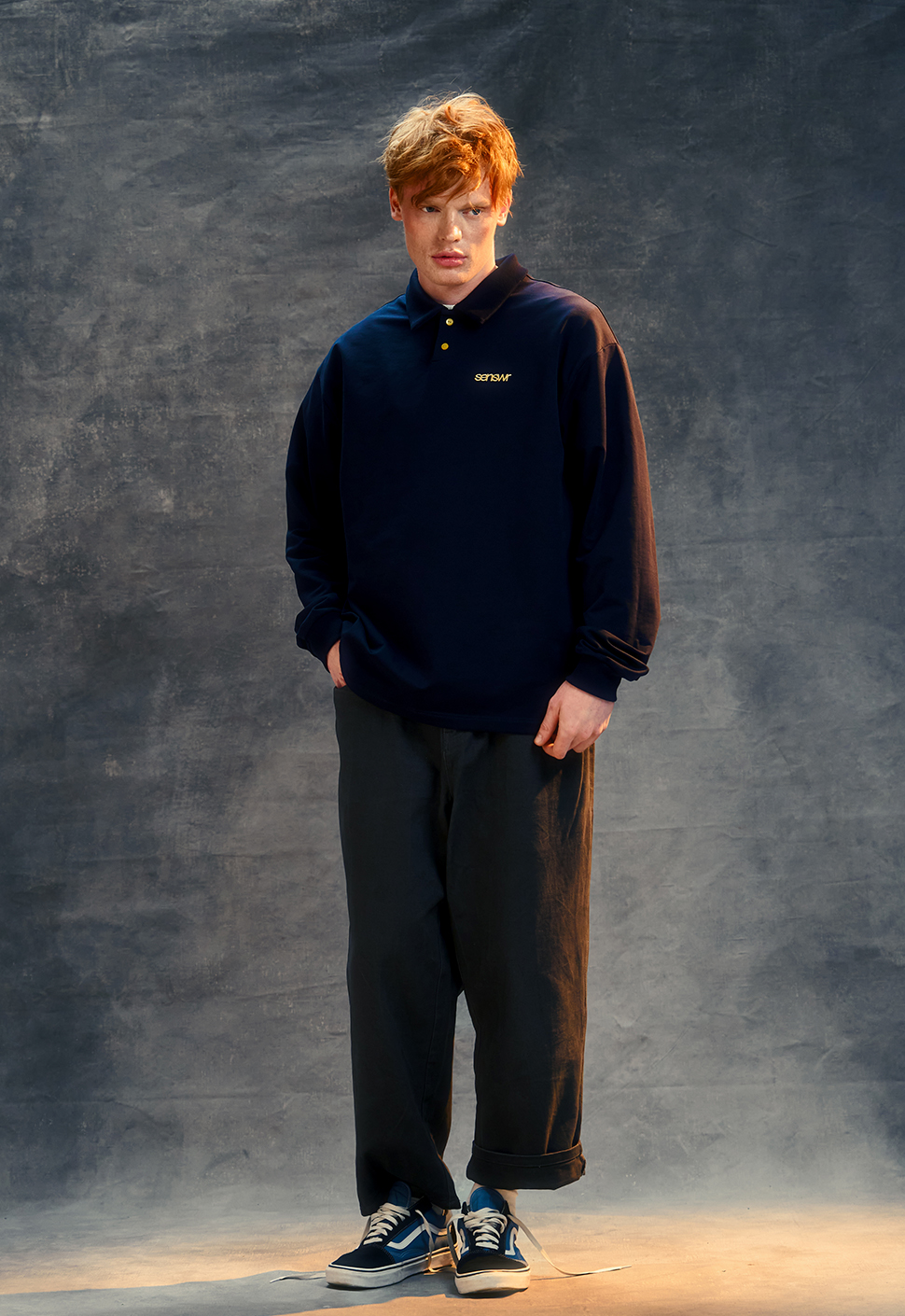 Лонгслив-поло "EMS" Нави