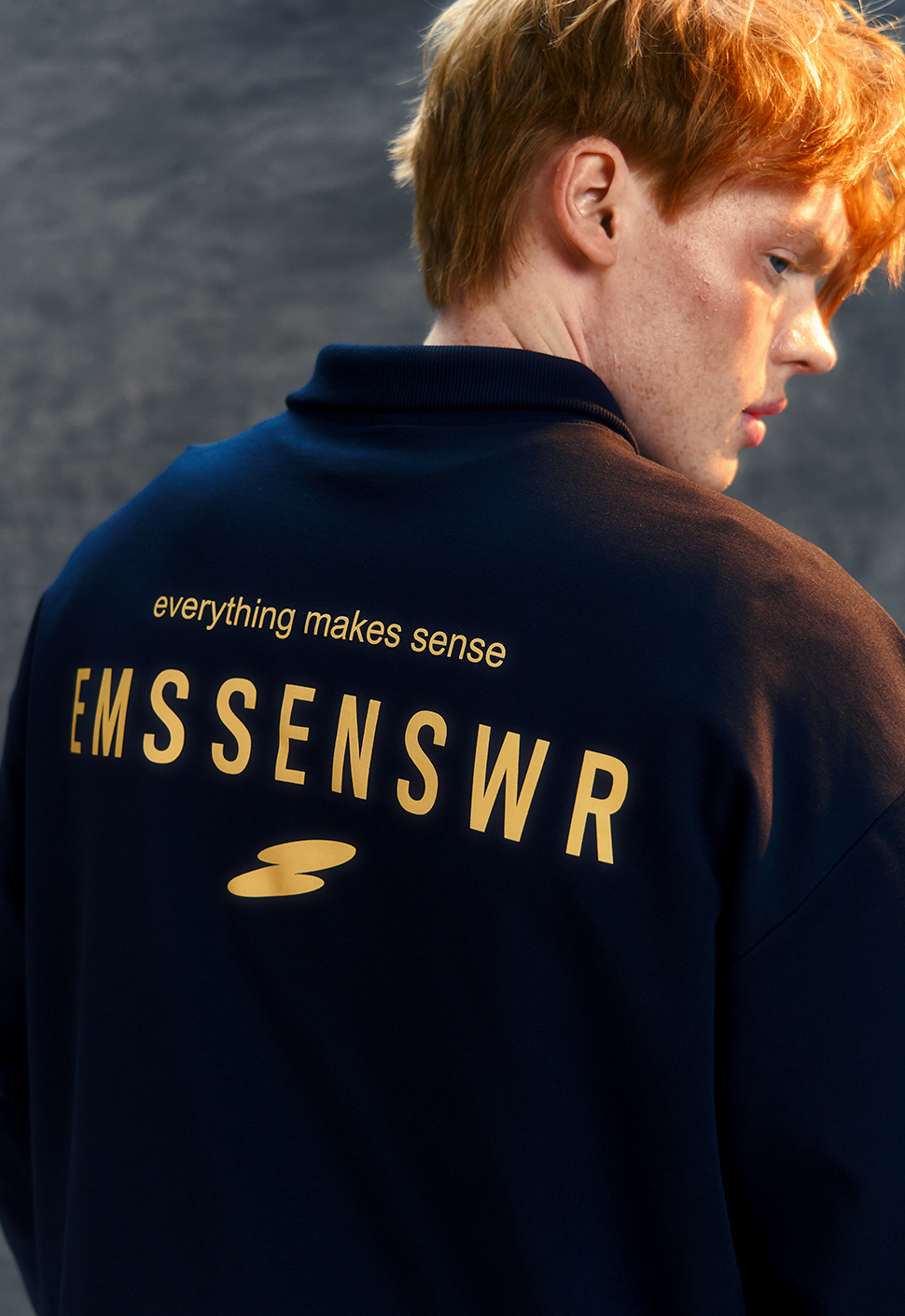 Лонгслив-поло "EMS" Нави