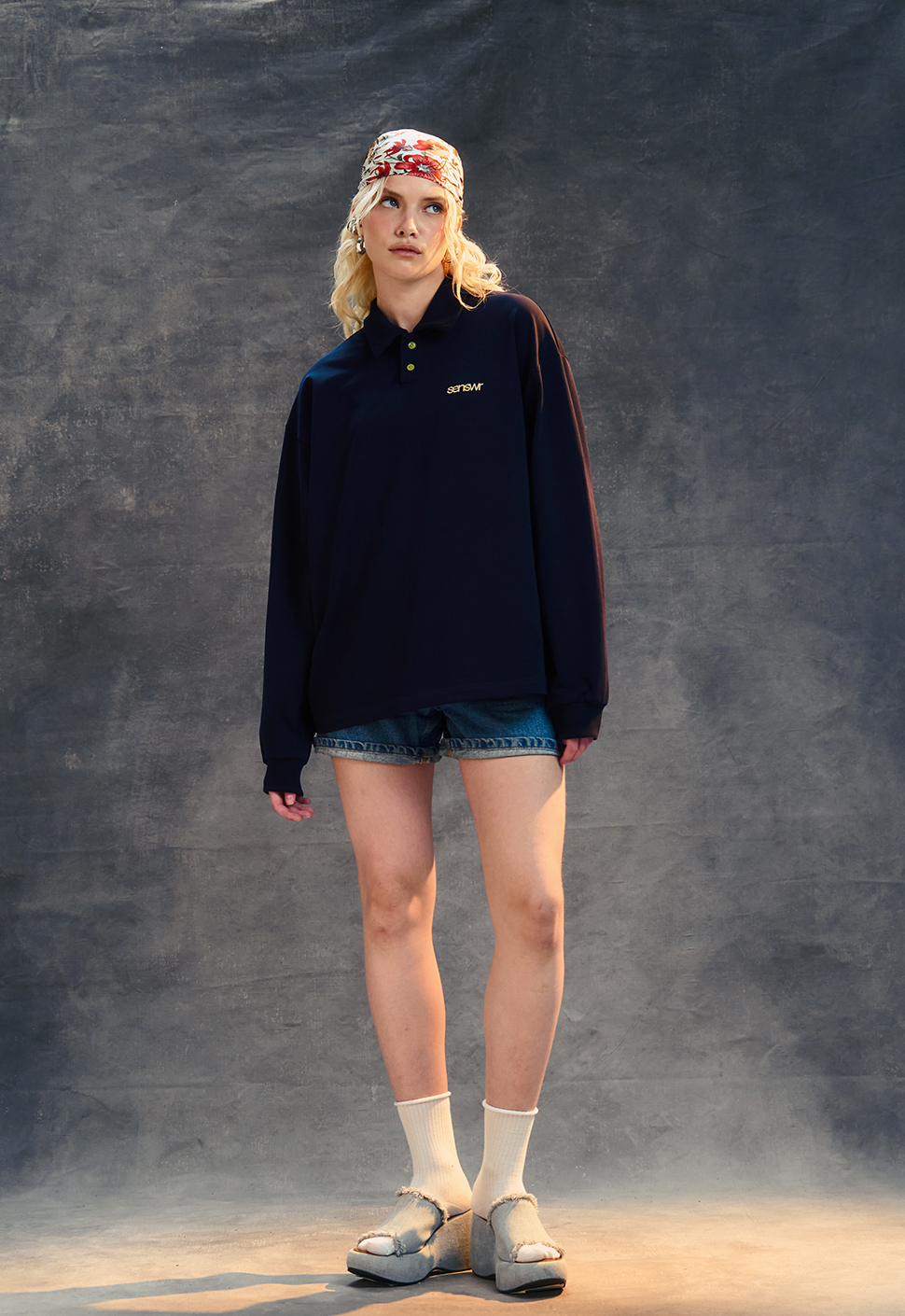 Лонгслив-поло "EMS" Нави