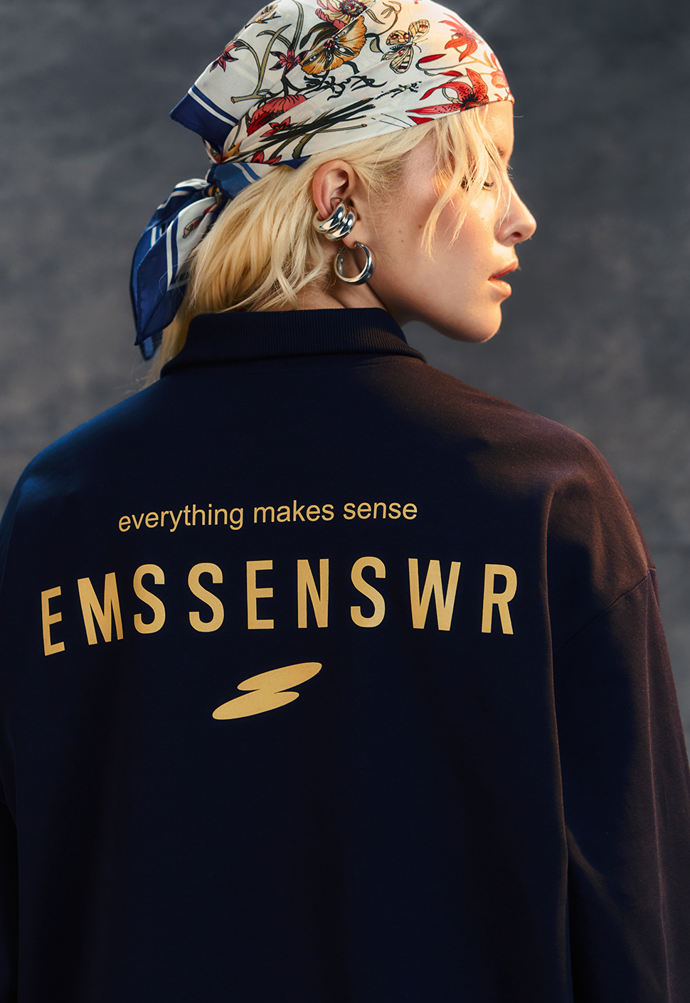 Лонгслив-поло "EMS" Нави