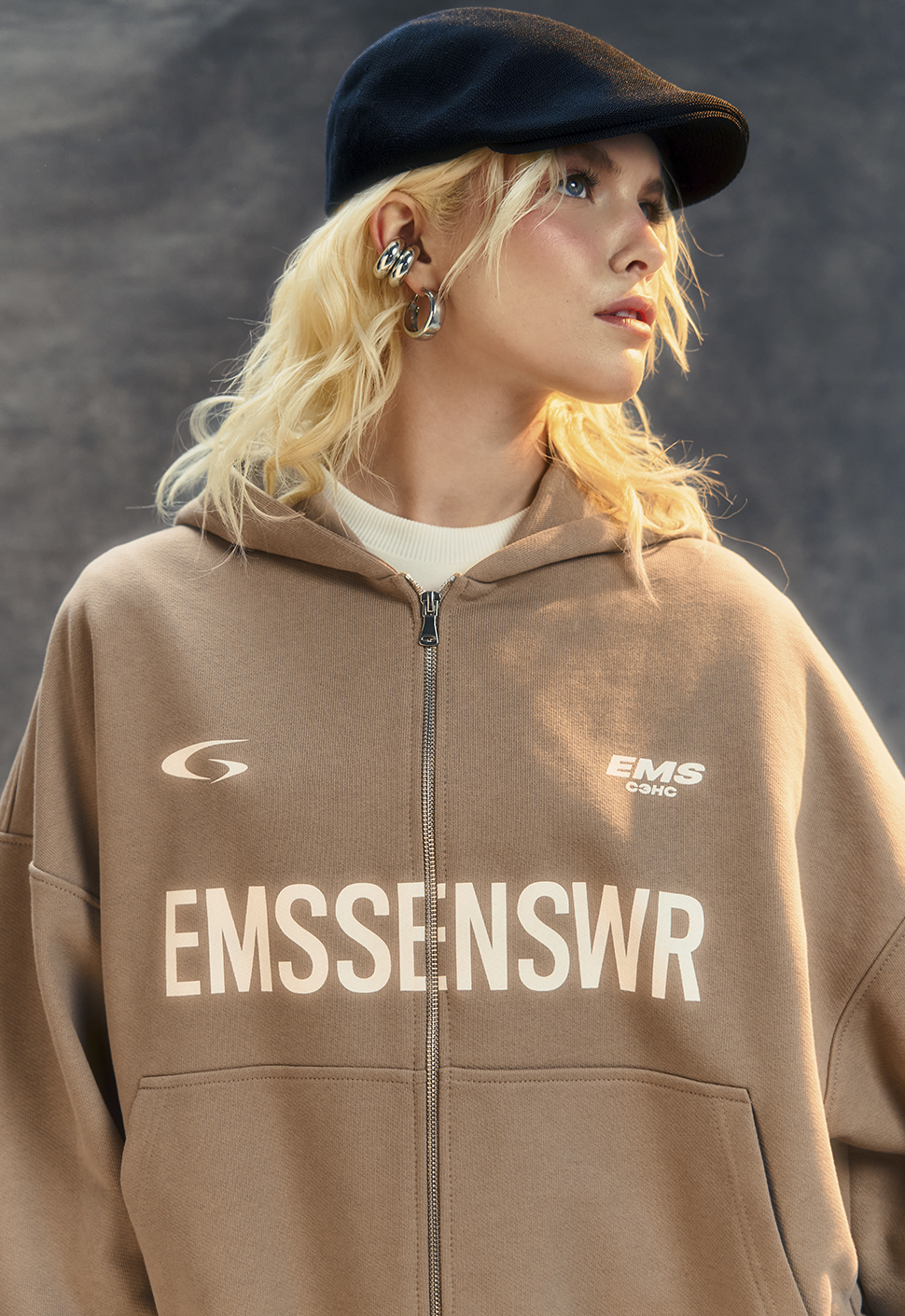 Зип-худи "EMS" Бежевый