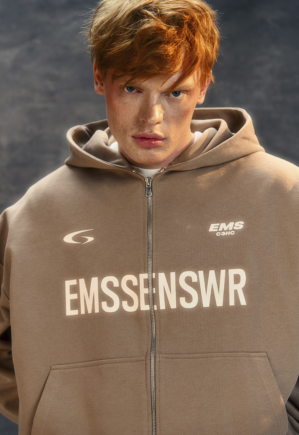 Зип-худи "EMS" Бежевый