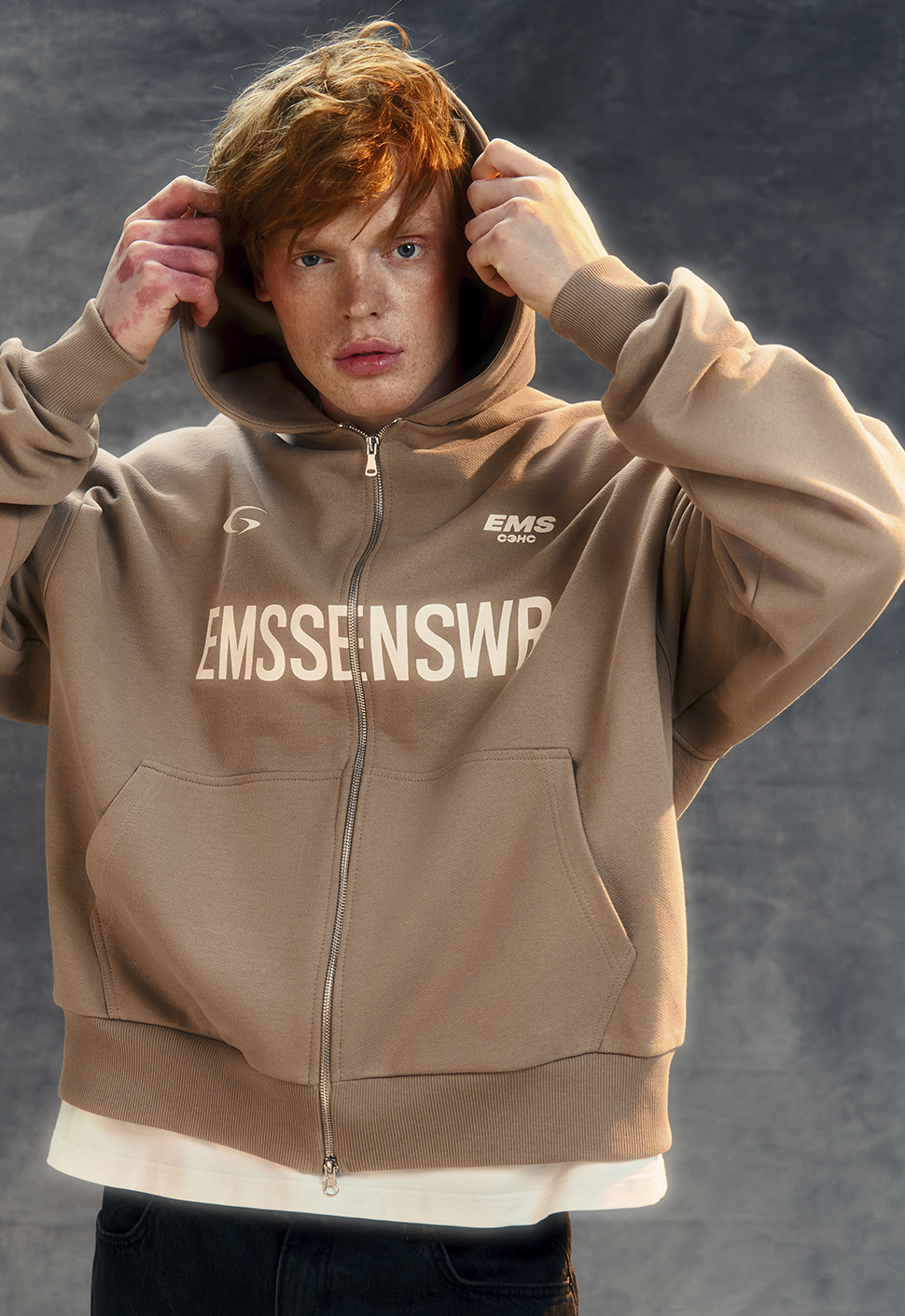 Зип-худи "EMS" Бежевый