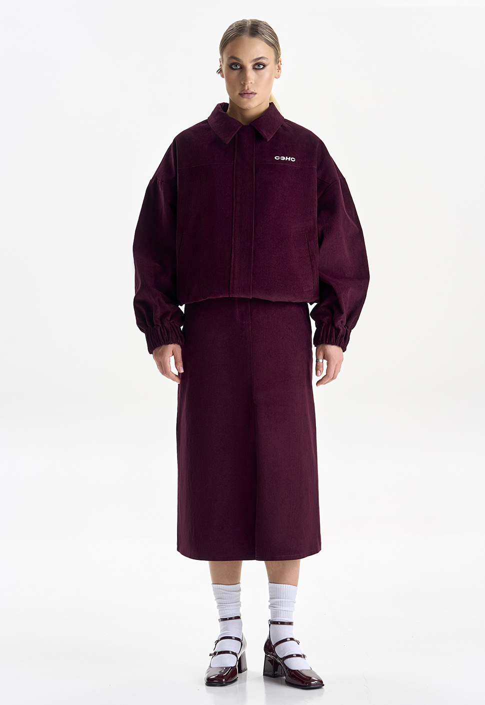 Юбка-миди "Sunset" бордовый вельвет