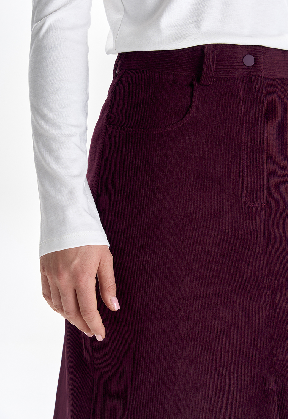 Юбка-миди "Sunset" бордовый вельвет