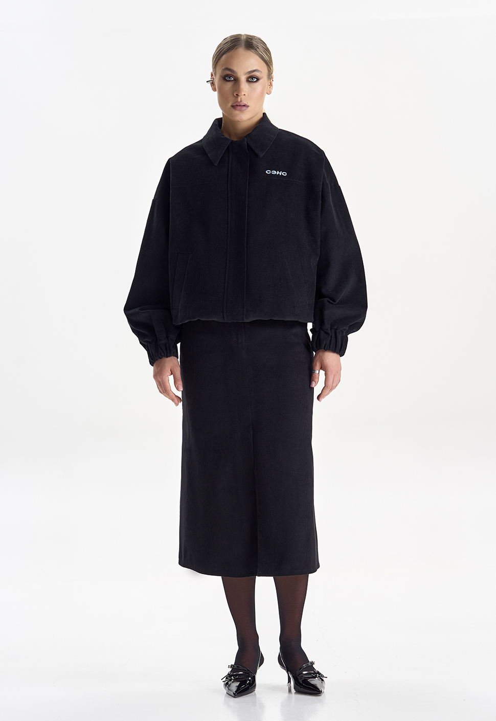 Юбка-миди "Storm" черный вельвет