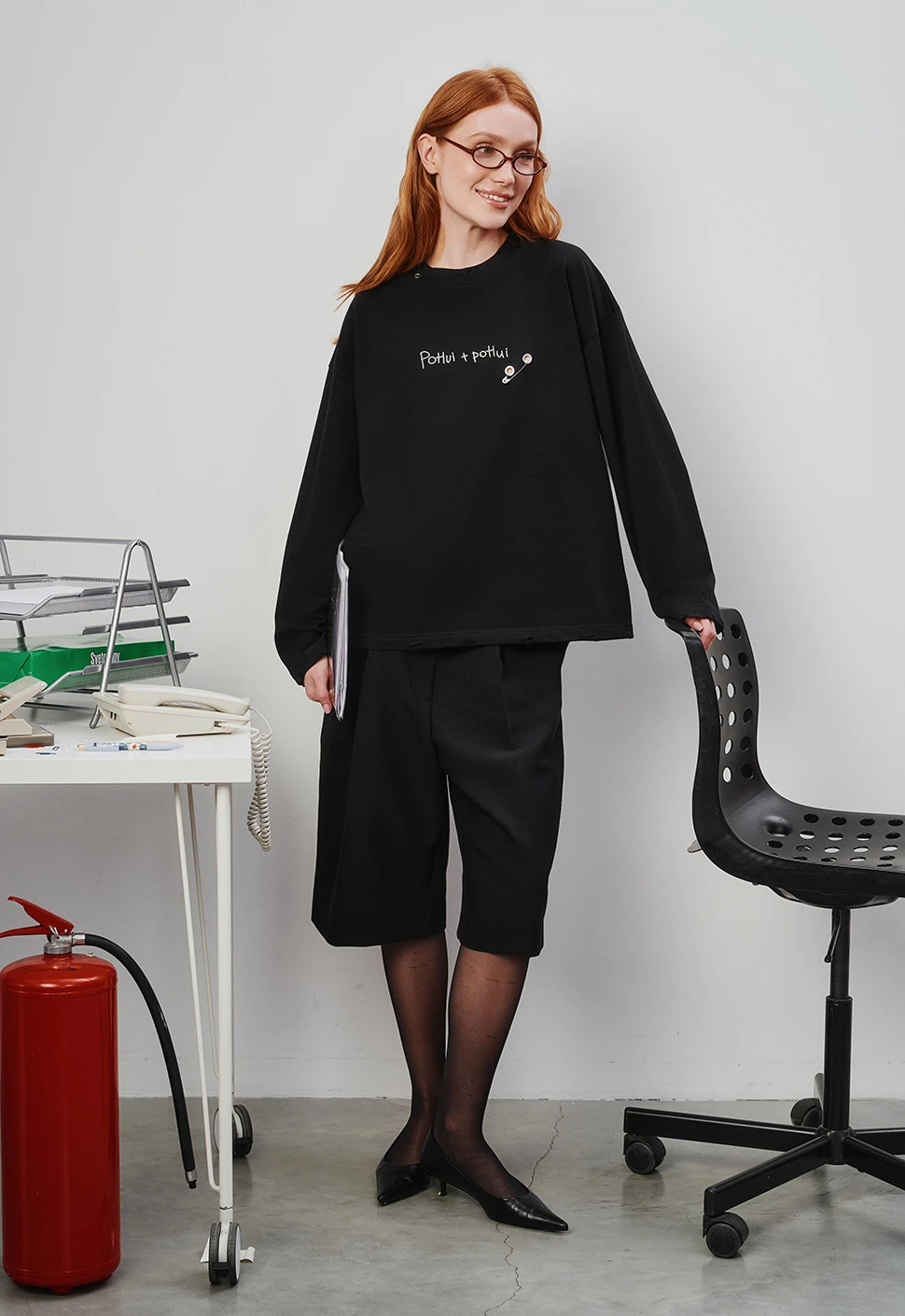 Лонгслив "Po*ui+Po*ui" чёрный