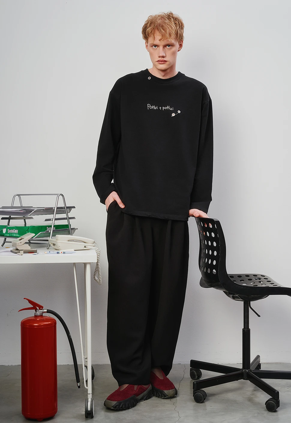 Лонгслив "Po*ui+Po*ui" чёрный