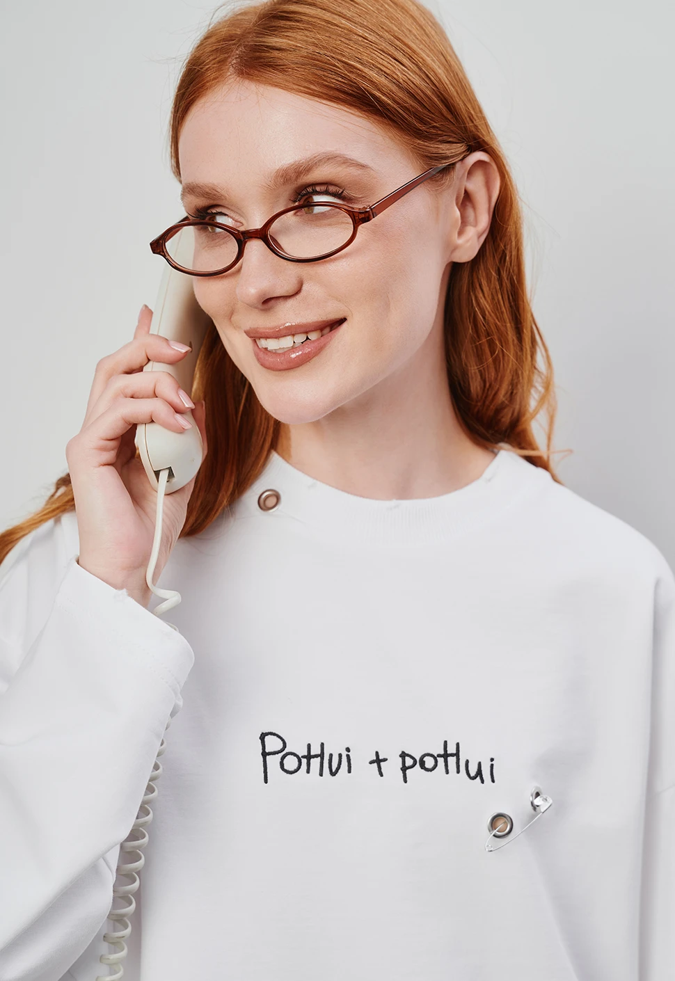 Лонгслив "Po*ui+Po*ui" белый