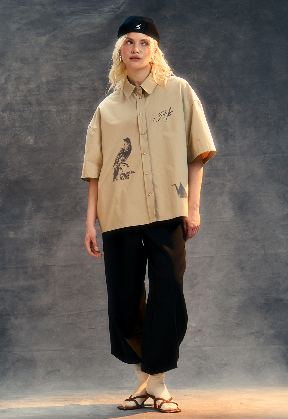 Рубашка "Birds" Пустынная дымка