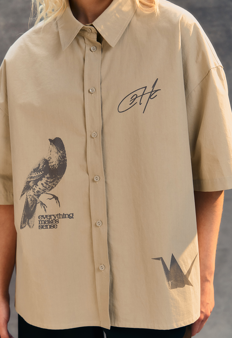 Рубашка "Birds" Пустынная дымка