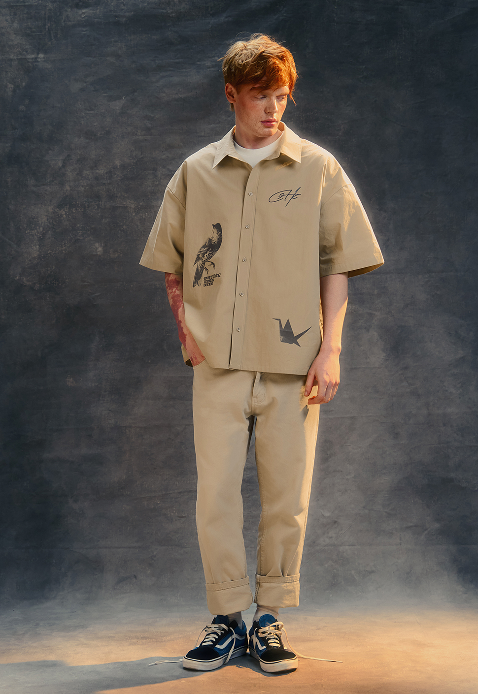 Рубашка "Birds" Пустынная дымка