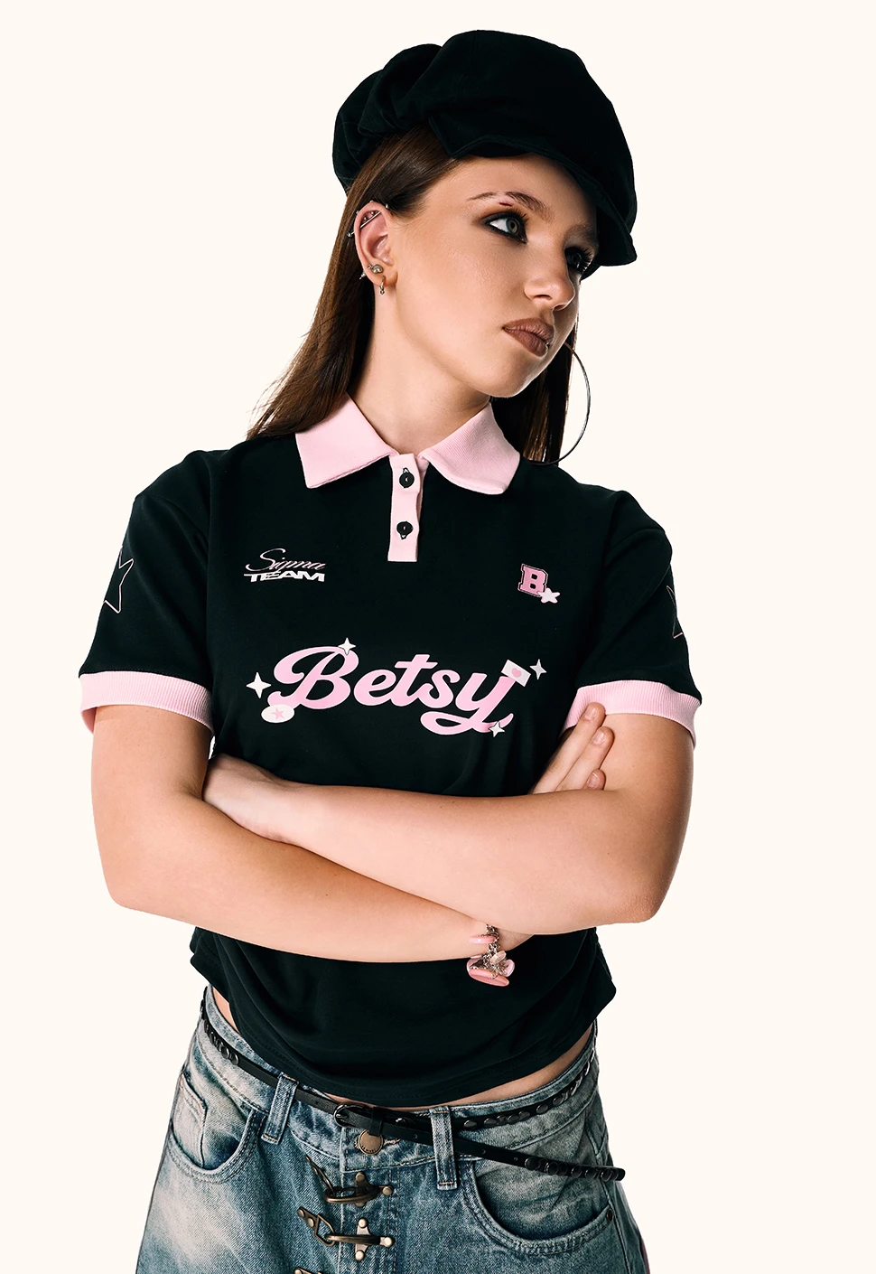 Футболка-поло "Betsy" чёрная