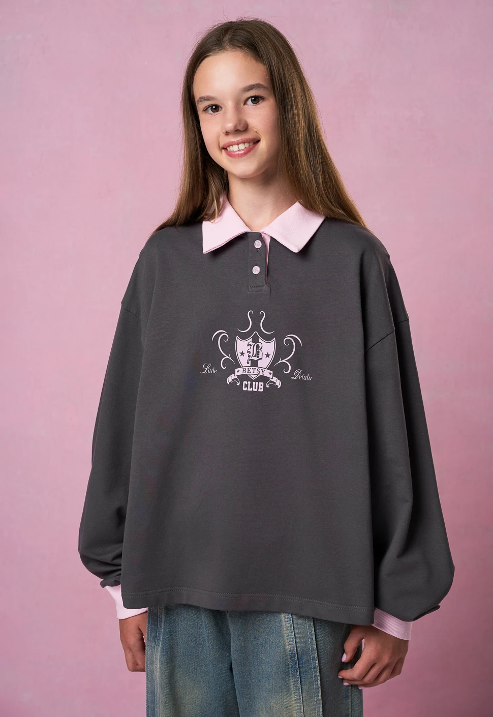 Лонгслив-поло "Betsy club" графитовый